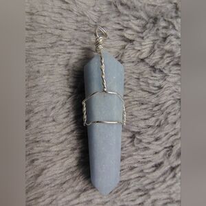 Angelite (Anhydrite) Point Wire Wrapped Pendant